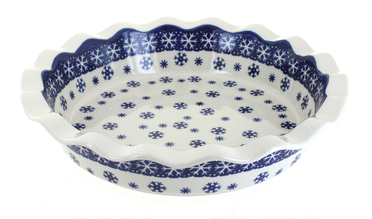 Blue Rose Polish Pottery Festive Fir Pie Plate