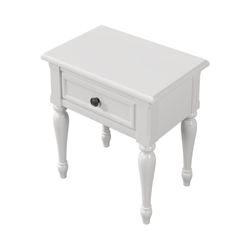 Solid Wood One-Drawer Nightstand for Nursery, Kid’s Room, Bedroom, White