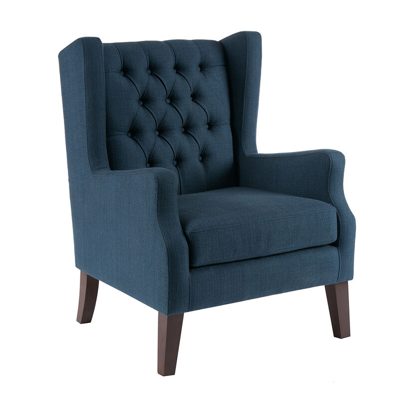 Gracie Mills Harrington Button Tufted Linen Wing Chair