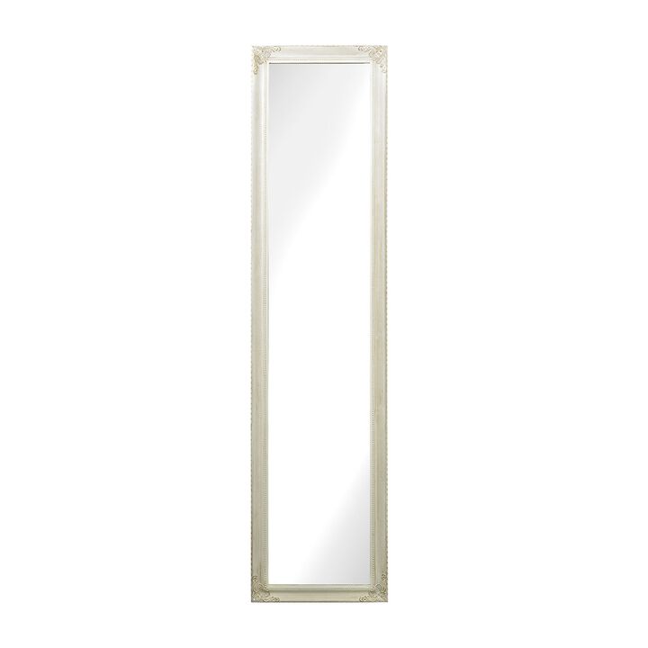 63" Antique White Rectangular Masalia Floor Mirror