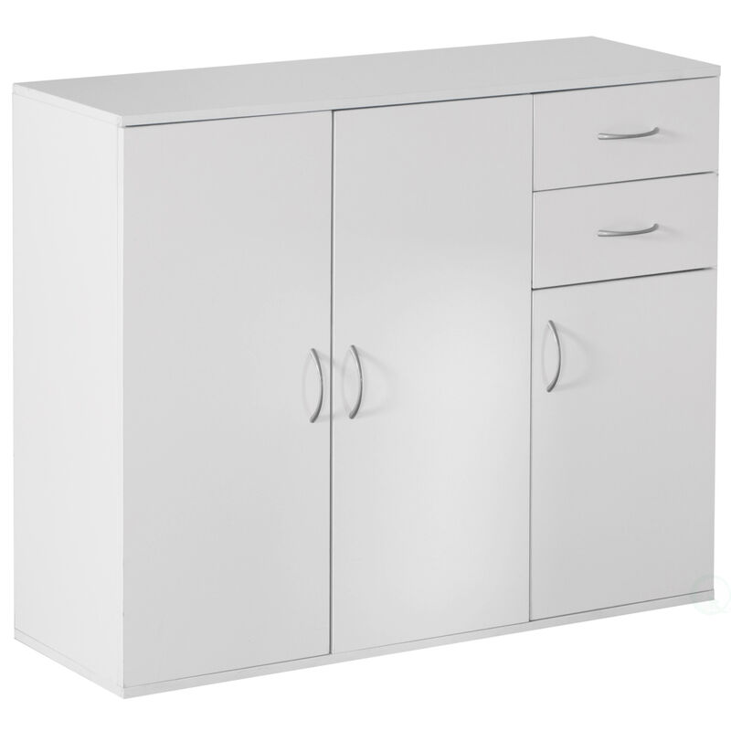 33-Inch White Sideboard Buffet Cabinet with Storage, Spacious Table Top, Large Drawers, and Adjustable Shelf - Kitchen Organizer and Storage - Ideal for Storing Utensils and Linens in Your Dining Room