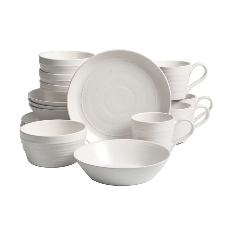 Gibson Milbrook 16 Piece Round Stoneware Dinnerware Set in White