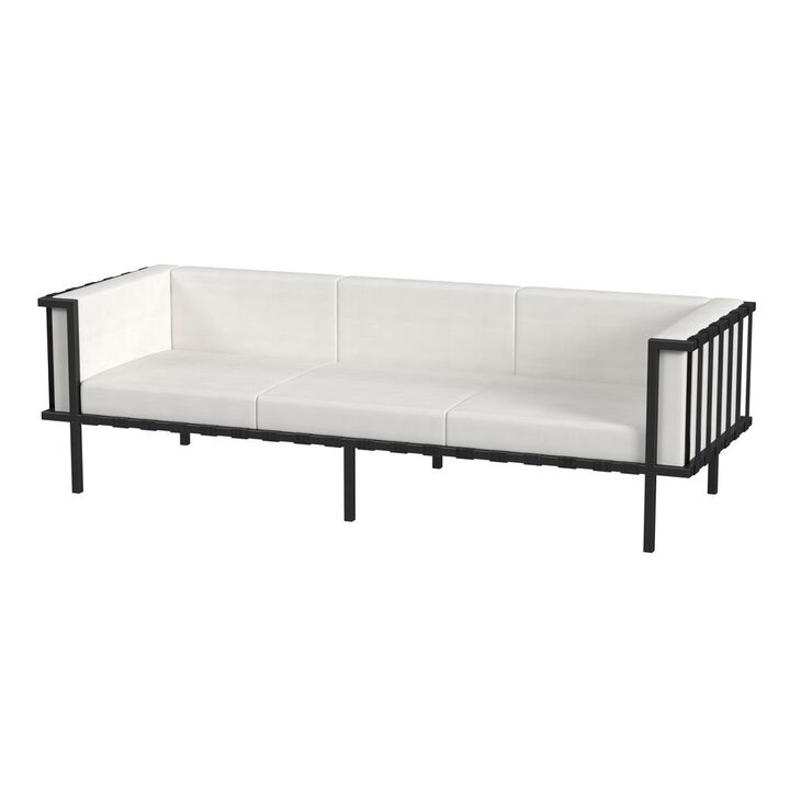 Butler Specialty Norway Outdoor Patio Sofa with Cushions, Black and White