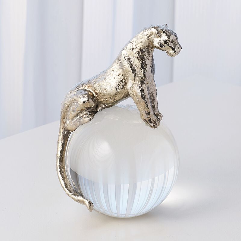 Jaguar on Crystal Sphere- Silver