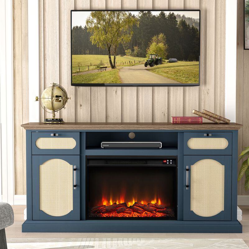 FESTIVO Rustic TV Stand with Fireplace for up to 65" TVs