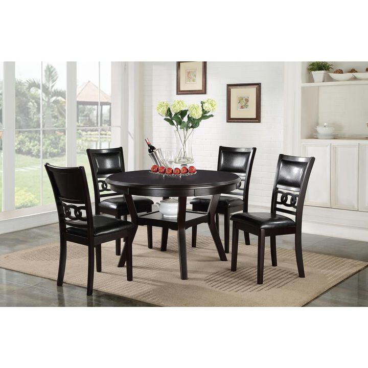 New Classic Furniture Furniture Gia 5-Piece Round Solid Wood Dining Set in Ebony