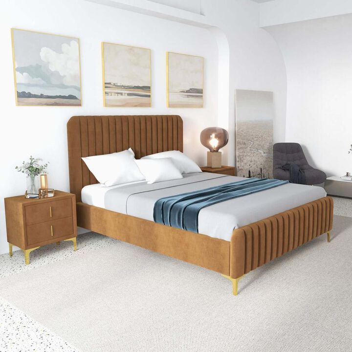 Ashcroft Furniture Co Bethany Queen Velvet Upholstered Platform Bed