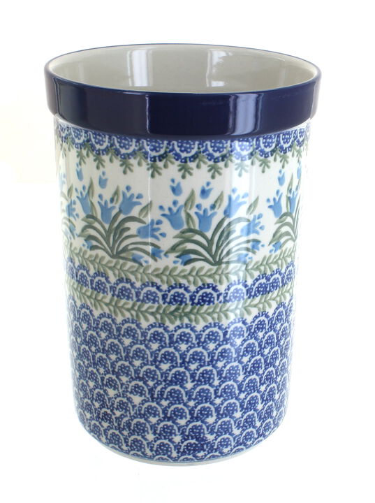 Blue Rose Polish Pottery Summer Blooms Utensil Jar