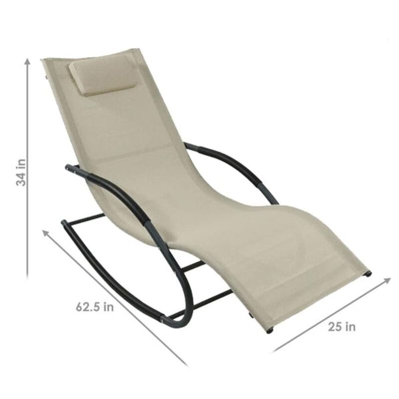 Modern Rocking Chaise Lounger Patio Lounge Chair with Pillow