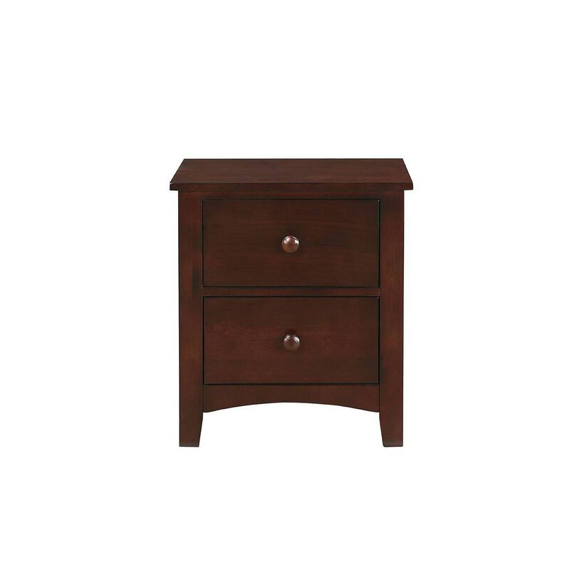 Dark Oak Finish Nightstand 2-Drawers Pine Veneer MDF Wooden 1pc Modern Nightstand