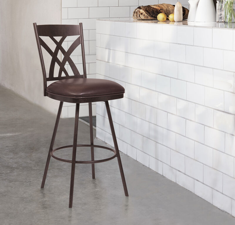 Dover  Counter Height Barstool in Auburn Bay and Brown Faux Leather