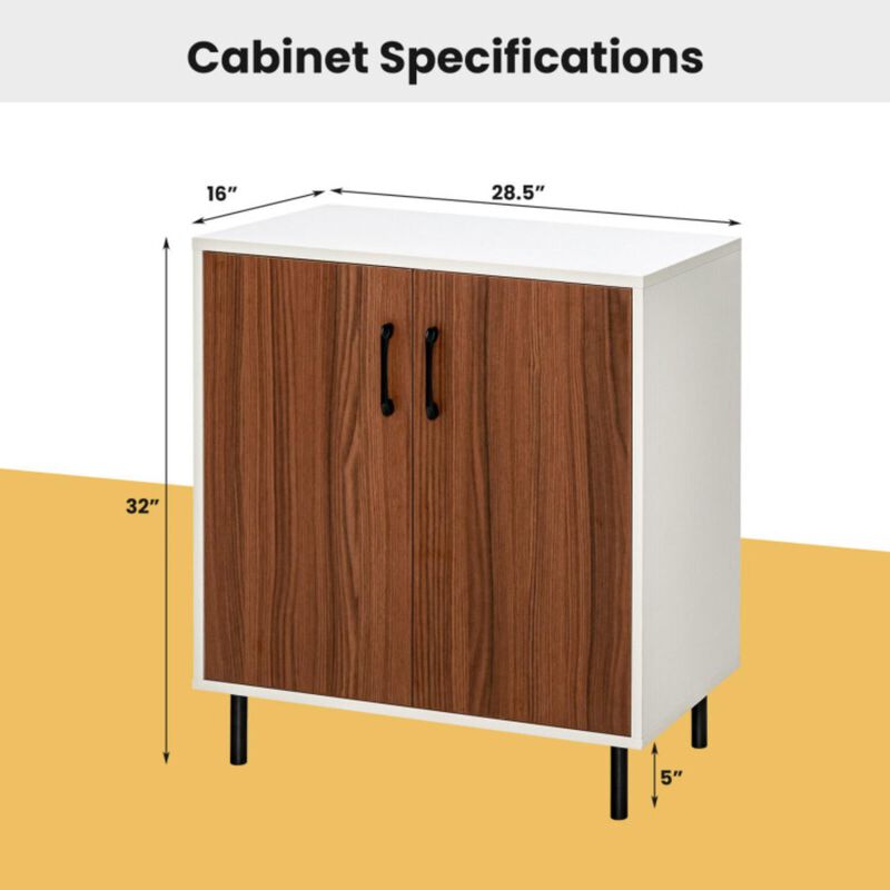 Hivvago Wood Buffet Side Cabinet with 2 Doors and 5-Position Adjustable Shelf-Walnut