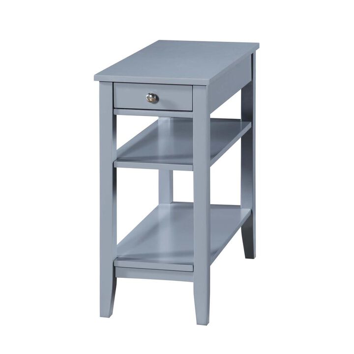 Convenience Concepts American Heritage 1 Drawer Chairside End Table with Shelves Gray