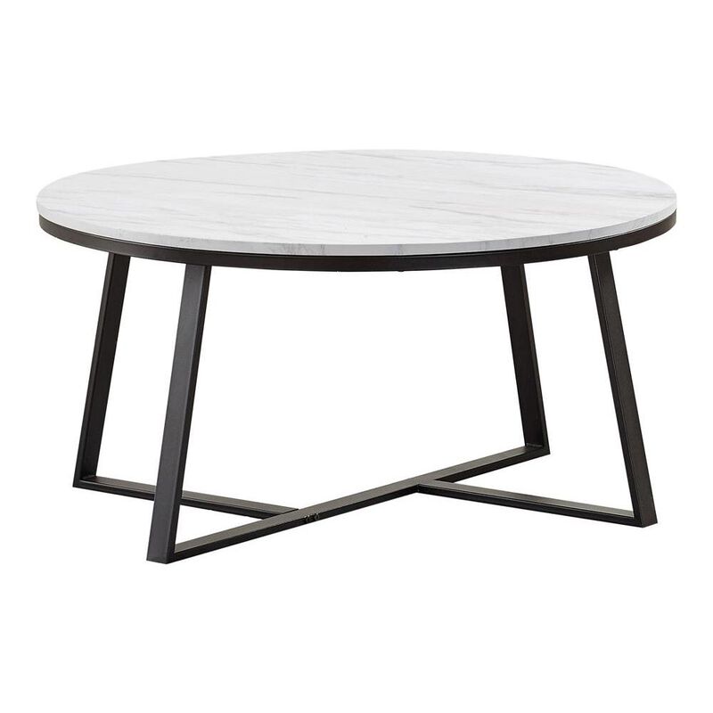 Hugo Round Coffee Table White and Matte Black