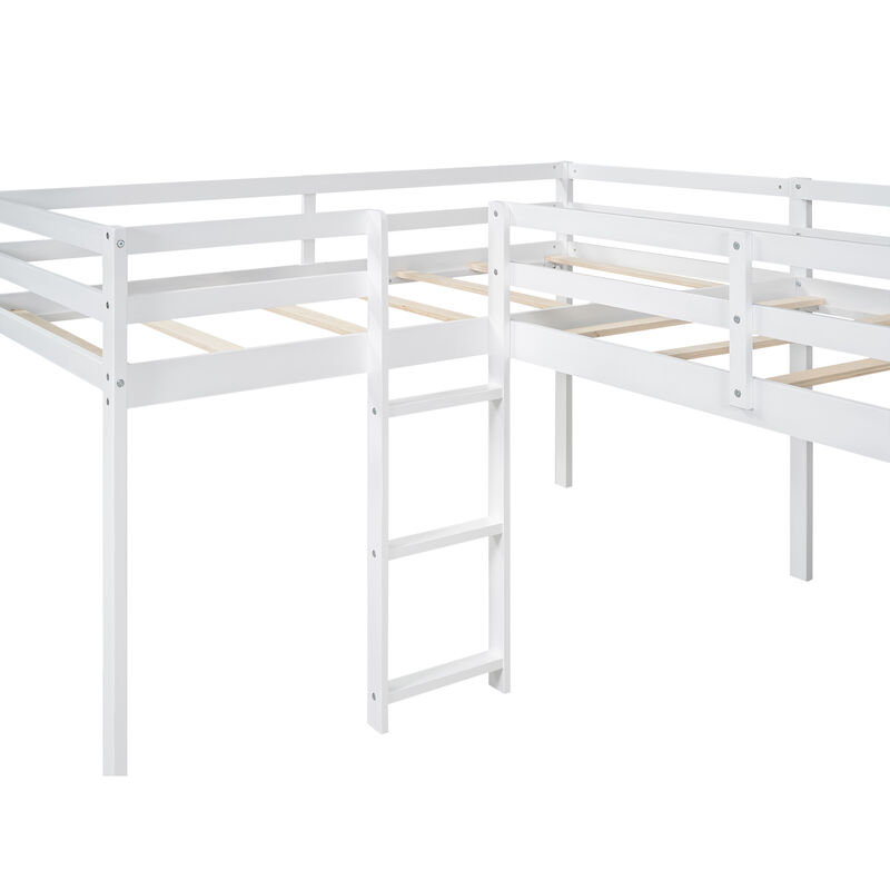 Merax L-Shaped Loft Bed with Ladder and Slide