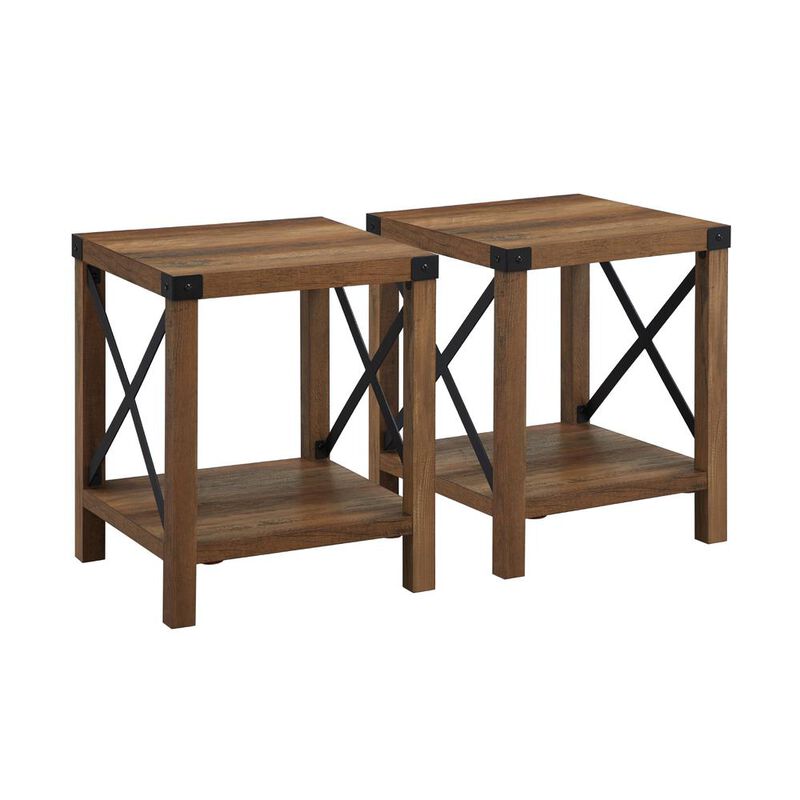 Belen Kox Urban Industrial Side Table - Rustic Oak Collection, Belen Kox