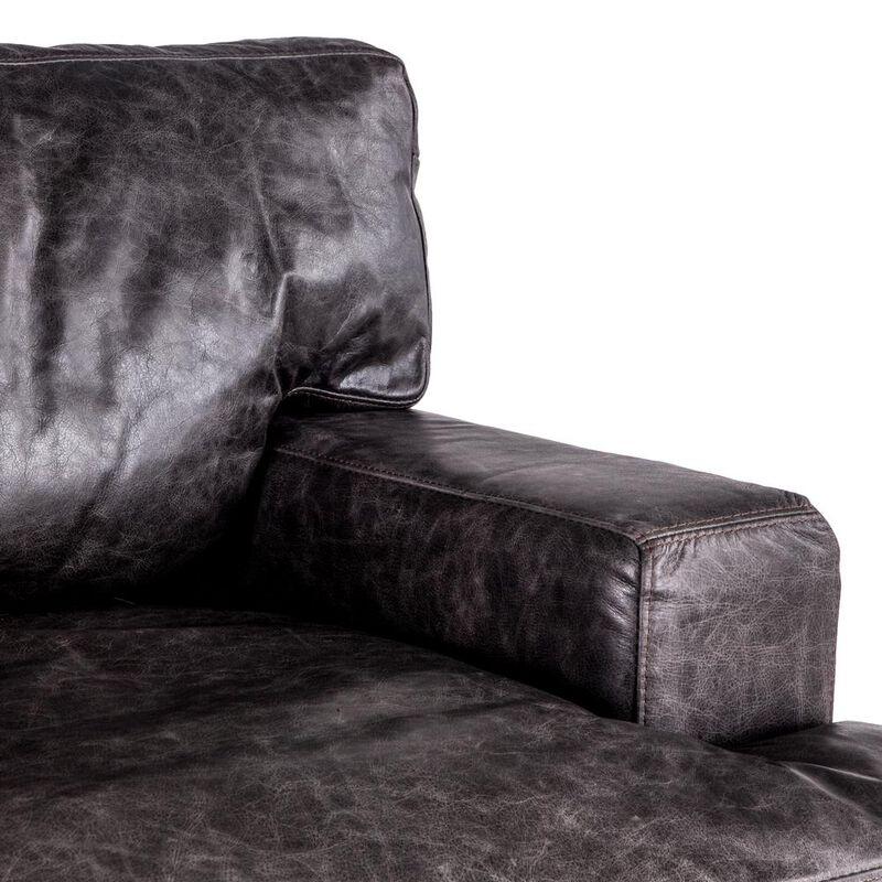 Belen Kox Distressed Antique Ebony Leather Armchair, Belen Kox