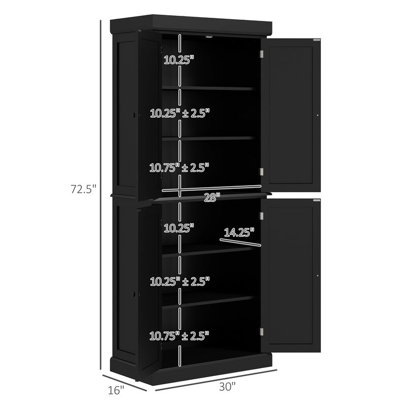 HOMCOM Modern Kitchen Pantry, 6-Tier Cabinet Organizer w/ 4 Adjustable, White