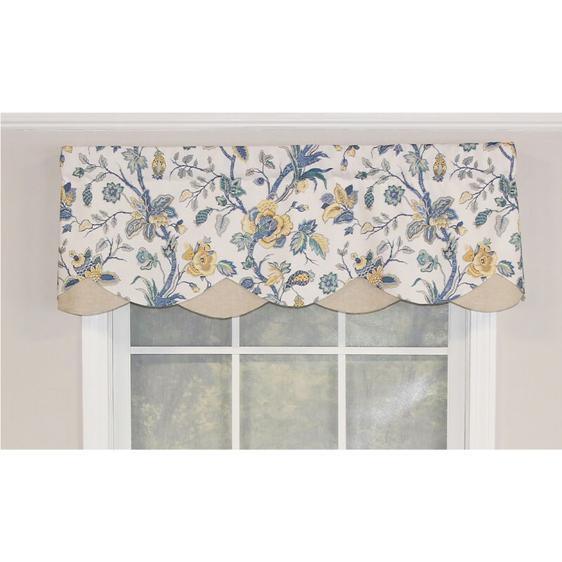 RLF Home Gianna Petticoat Valance White. 3"Rod Pocket, Contrast Bottom fabric. 50"W x 15"L