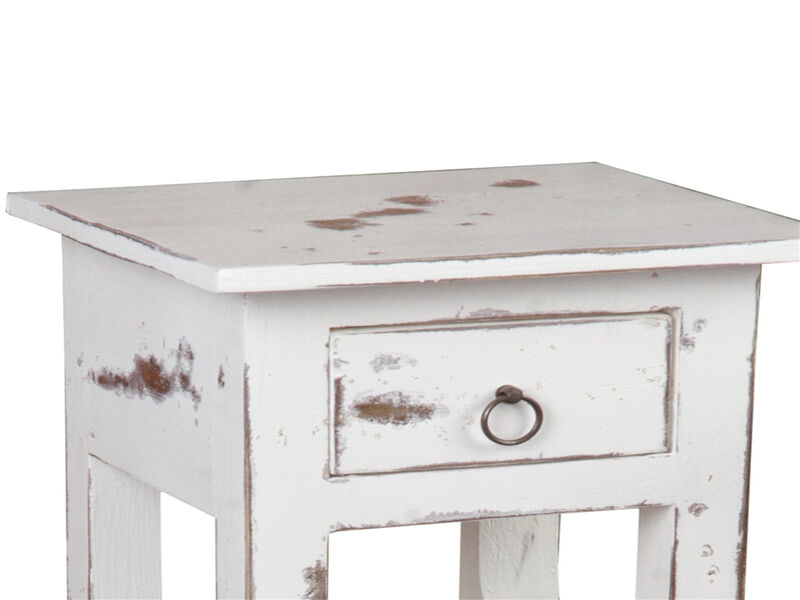 Shabby Chic Cottage 11.8 in. Square Solid Wood End Table with 1 Drawer