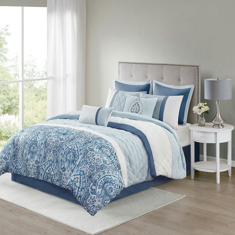 Gracie Mills Ronny 8-Piece Damask-Inspired Comforter Set