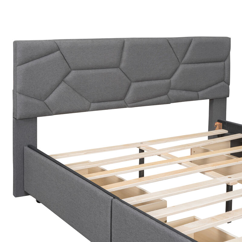 Merax Upholstered Platform Bed with 4 Drawers