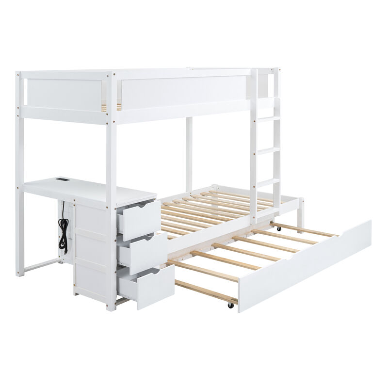 Merax  Bunk Bed with Trundle and Desk