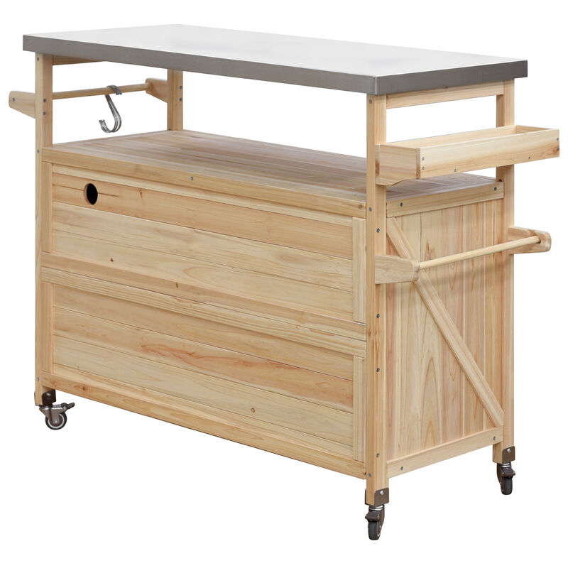 Merax Outdoor Kitchen Island Rolling Bar Cart