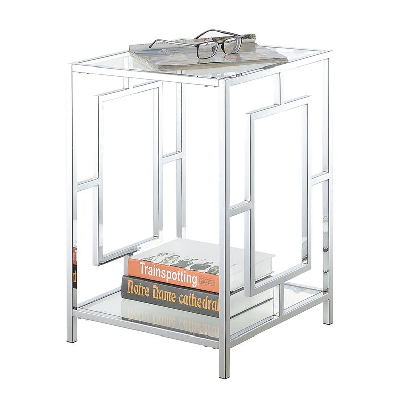 Town Square Chrome End Table with Shelf
