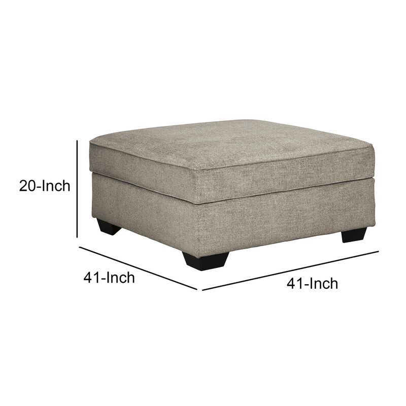 Wooden Ottoman with Hidden Storage and Tapered Block Legs, Gray - Benzara