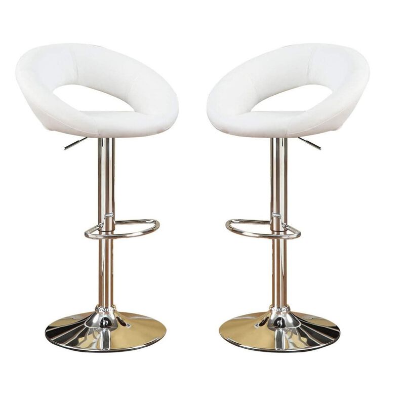 Set of 2 White Faux Leather Adjustable Chairs