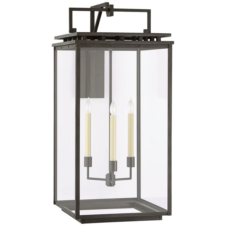 Cheshire Grande Bracketed Wall Lantern in Aged Iron with Clear Glass