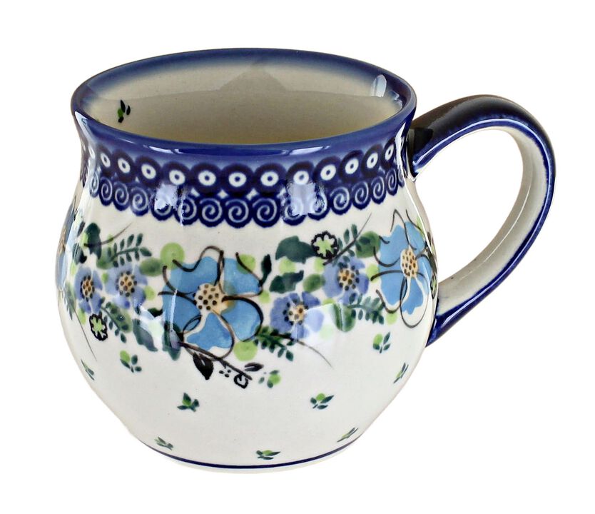 Blue Rose Polish Pottery Enchanted Garden Bell Shaped Mug