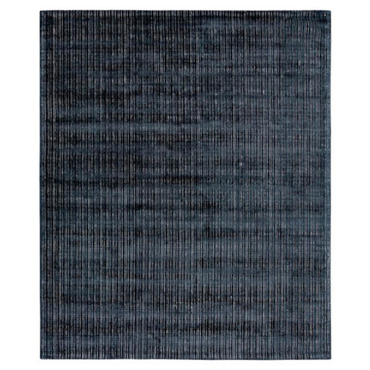 7 x 5 Modern Area Rug, Dark Textured Pattern, Soft Fabric, Navy Blue - Benzara