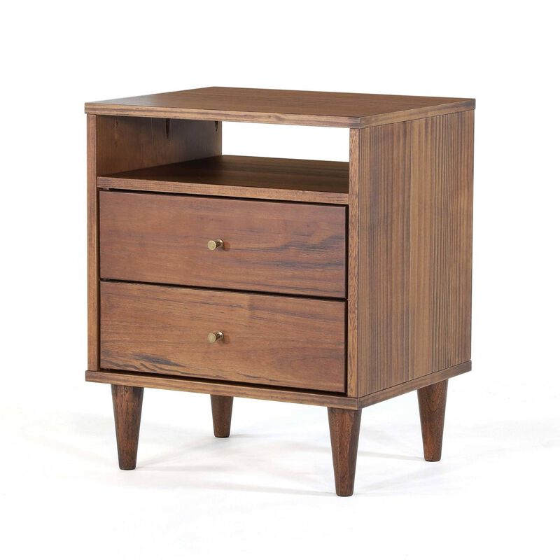 Hivvago Farmhouse Mid Century 2 Drawer Nightstand