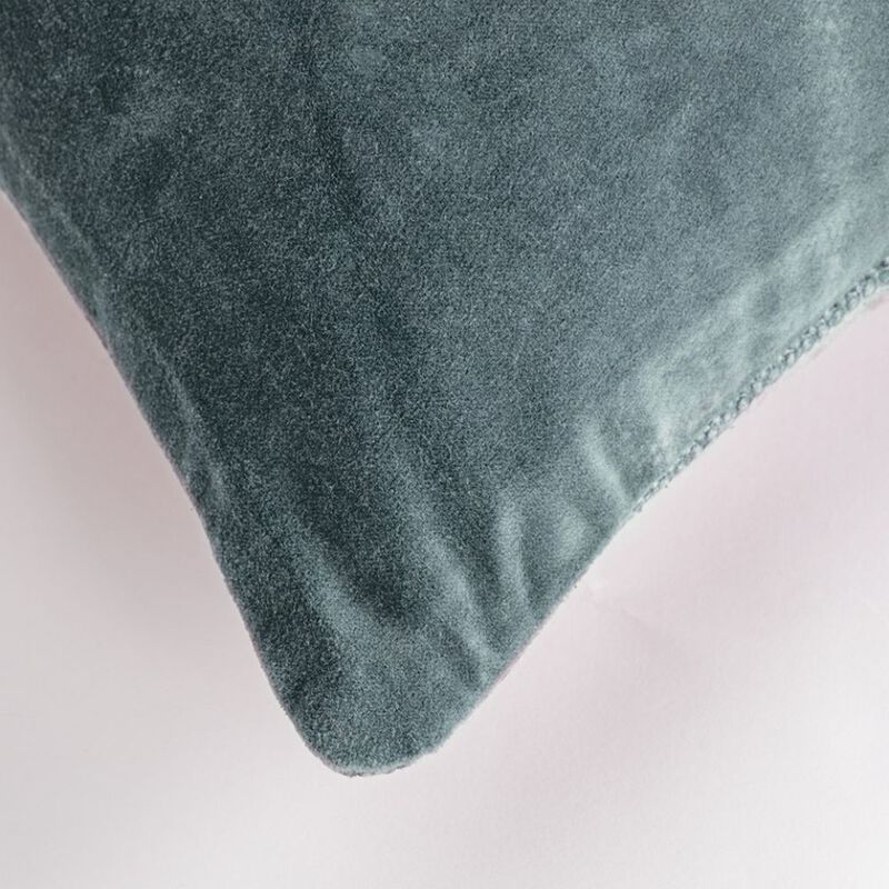 Homezia Teal Solid Reversible Cotton Velvet Throw Pillow