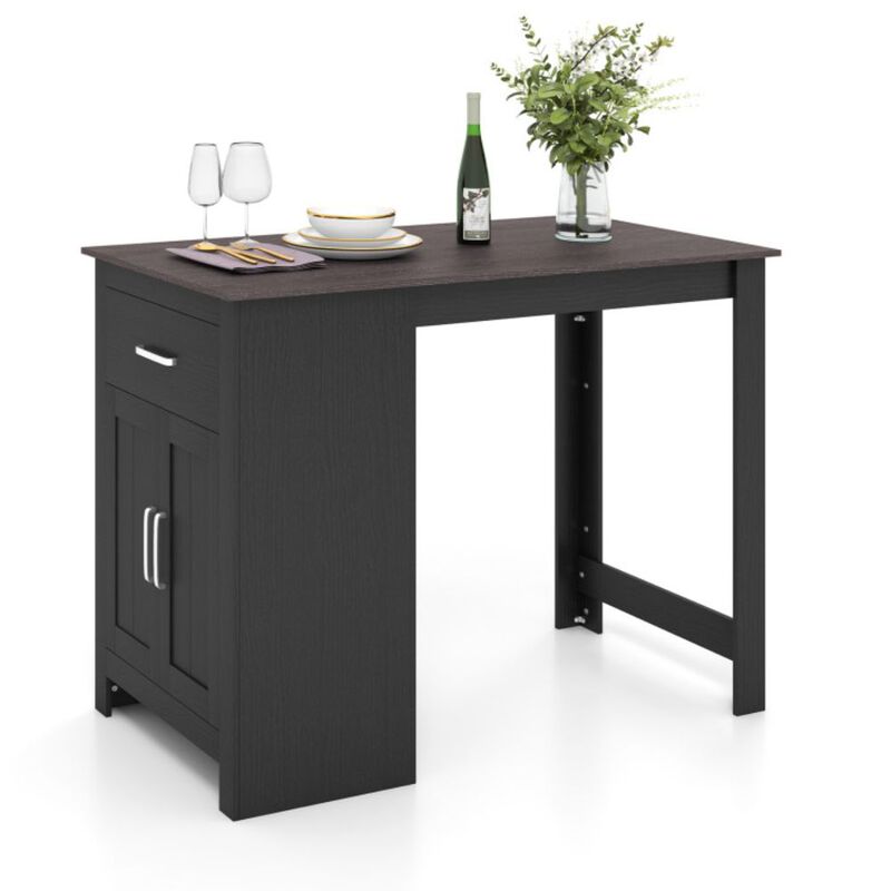 Hivago Counter Height Bar Table with Storage Cabinet and Drawer