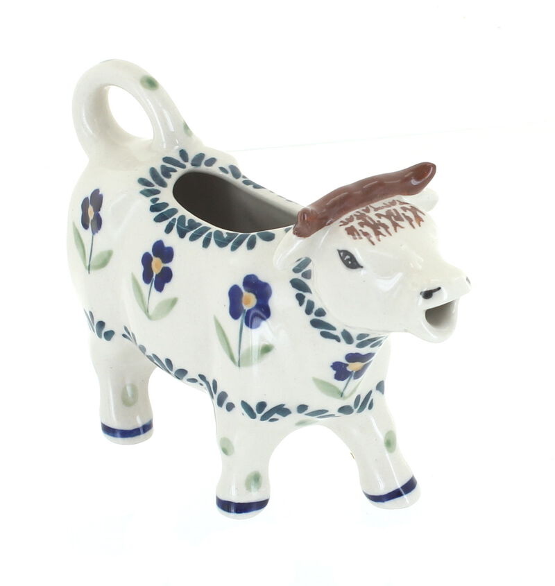 Blue Rose Polish Pottery Garden Bouquet Cow Creamer