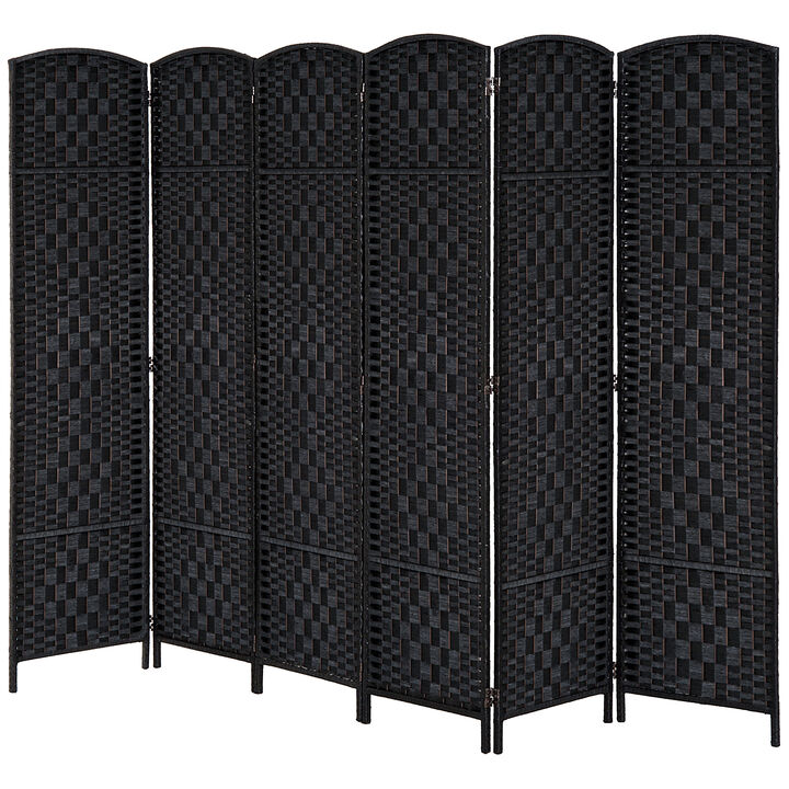 HOMCOM 6 Weave Panel Room Divider Privacy Folding Screen Diamond Decor Black