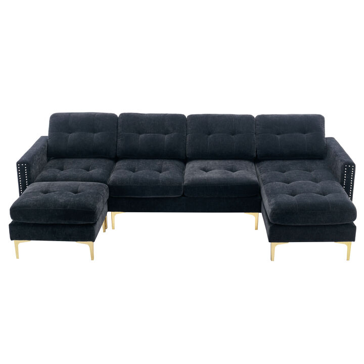 Merax Modular Convertible Sectional Sofa Velvet Couch