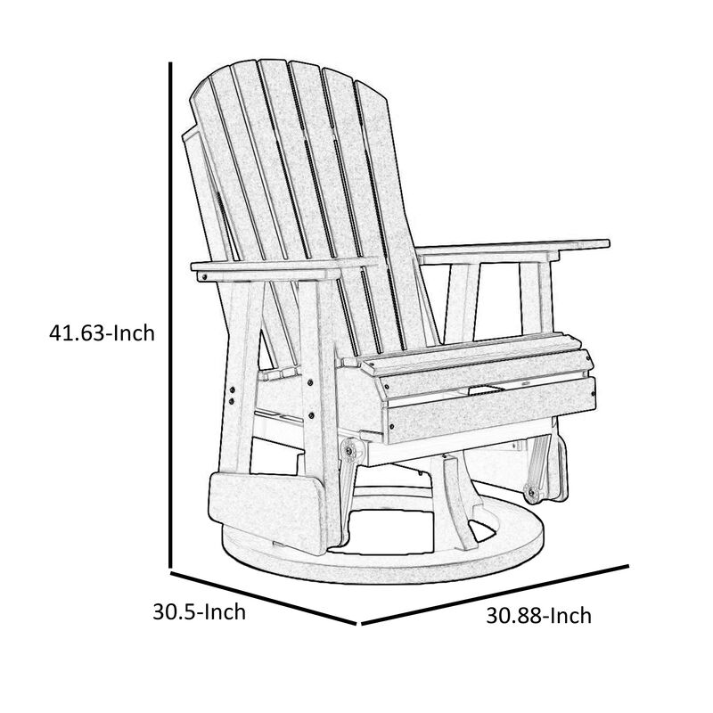 Sami 31 Inch Outdoor Swivel Glider Chair, Slatted, Adirondack, Black Finish - Benzara