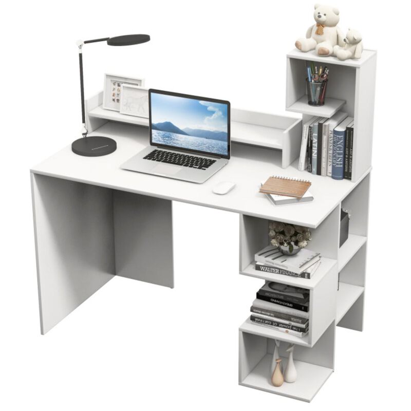 Hivvago Modern Computer Desk with Storage Bookshelf and Hutch for Home Office