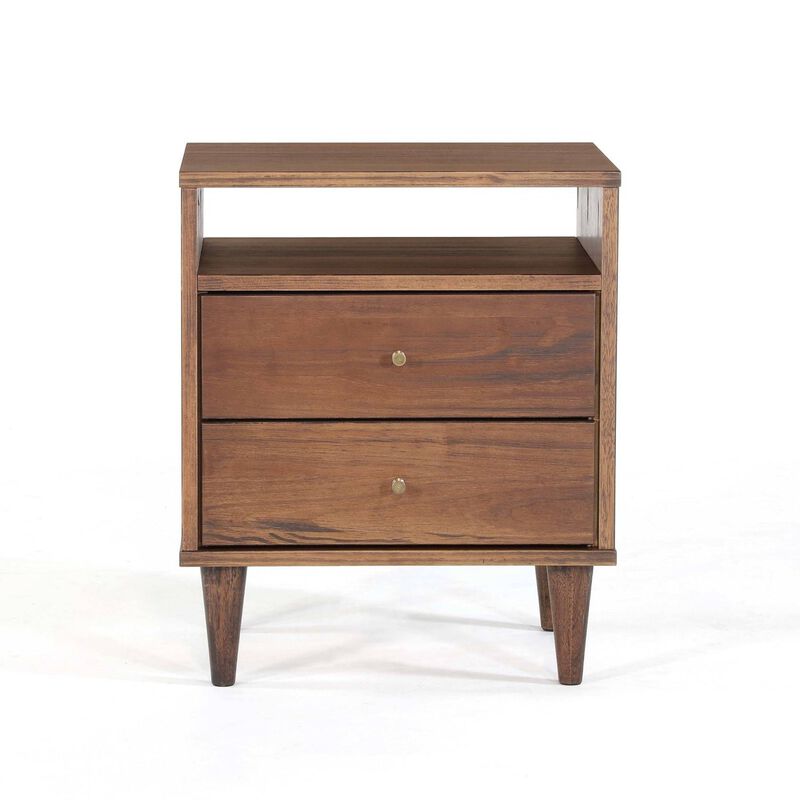 Hivvago Farmhouse Mid Century 2 Drawer Nightstand