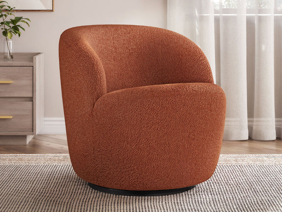 BELLEZE Swivel Barrel Chair, Velvet Modern Round Swivel Accent Chair, 360° Upholstered Swivel Single Sofa Armchair, Comfy Swivel Accent Chair for Living Room Bedroom - Slate (Brick)