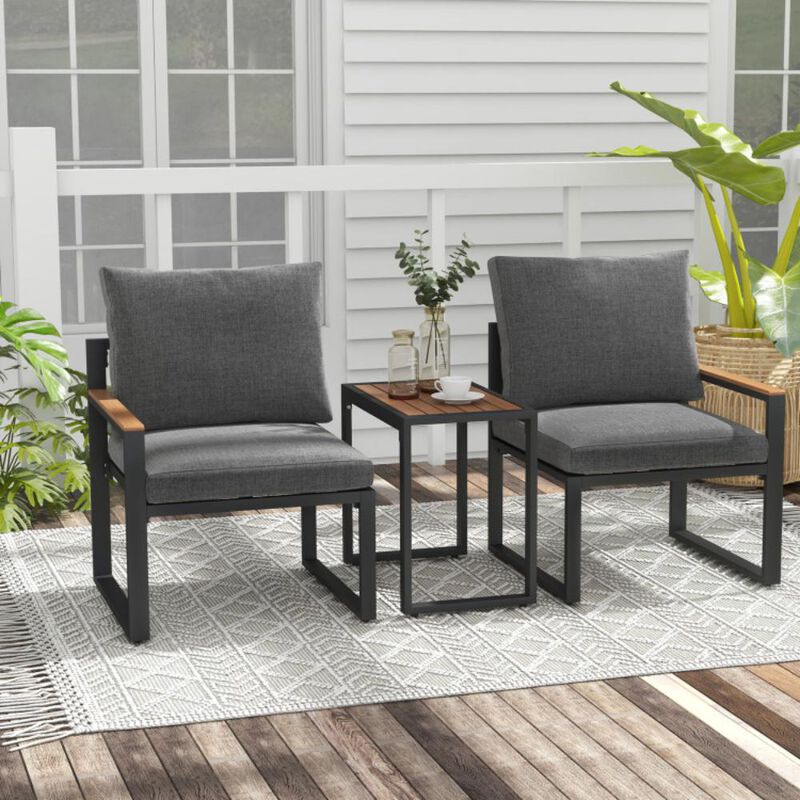 Hivvago 5 Pieces Aluminum Frame Weatherproof Outdoor Conversation Set with Soft Cushions