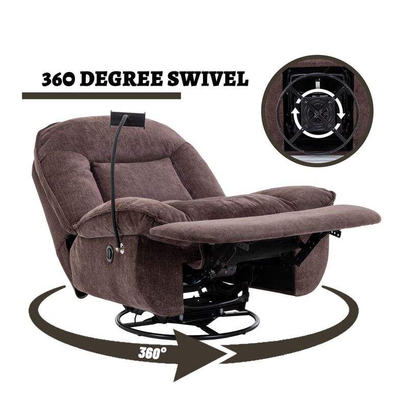 MONDAWE Indoor Velvet 360 Degrees Swivel Recliner Accent Chair with Massage