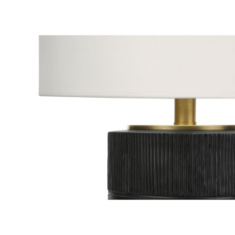 Monarch Specialties I 9619 - Lighting, 24"H, Table Lamp, Black Resin, Ivory / Cream Shade, Contemporary