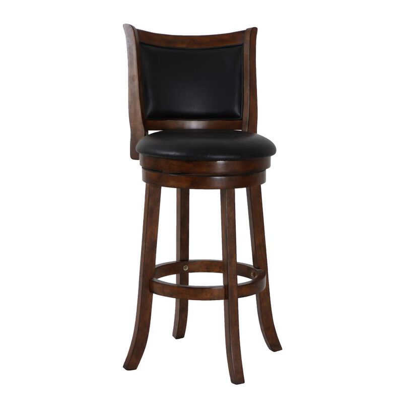 New Classic Furniture Bristol Wood Swivel Bar Stool with PU Seat in Dark Brown