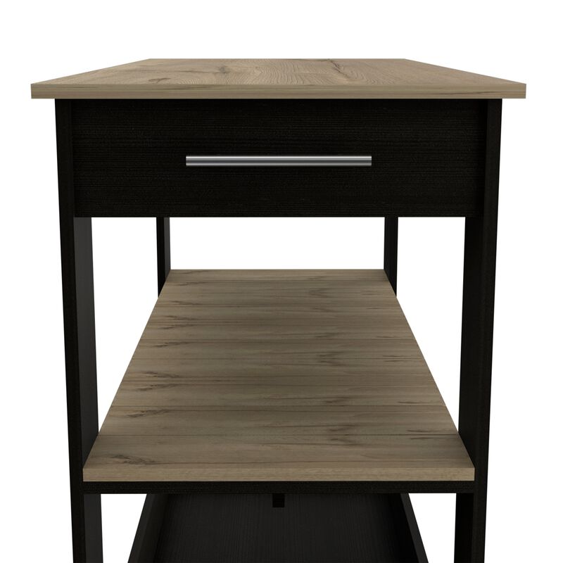 Kitchen Island 46 Inches Dozza, Kitchen, Black / Light Oak