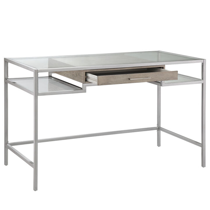 Gracie Mills Nakesha Metal Design With Tempered Glass Top Writing Desk